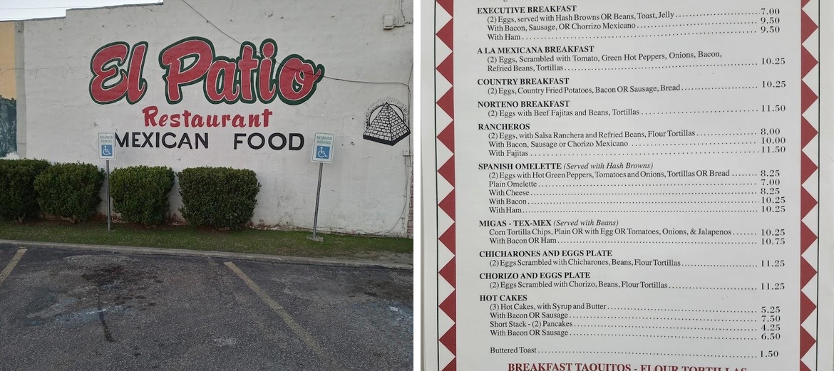 El Patio Restaurant Menu